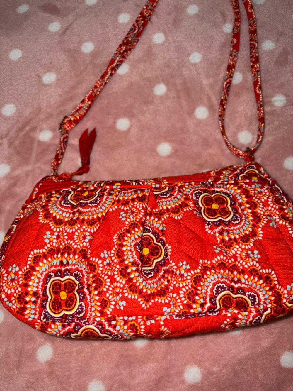 Vera Bradley Orange and Blue Quilted Floral Adjustable Crossbody Purse NWOT - Picture 3 of 9